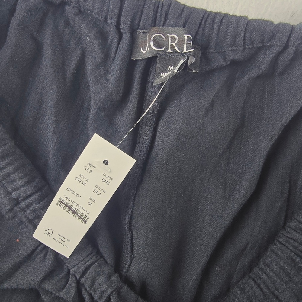 J. Crew NWT Textured Wide Leg Drawstring Beach Pants Black Cotton Medium - Picture 5 of 11